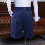 Breathable Men's Linen Shorts High Waist Loose Curled Casual Summer Quarter