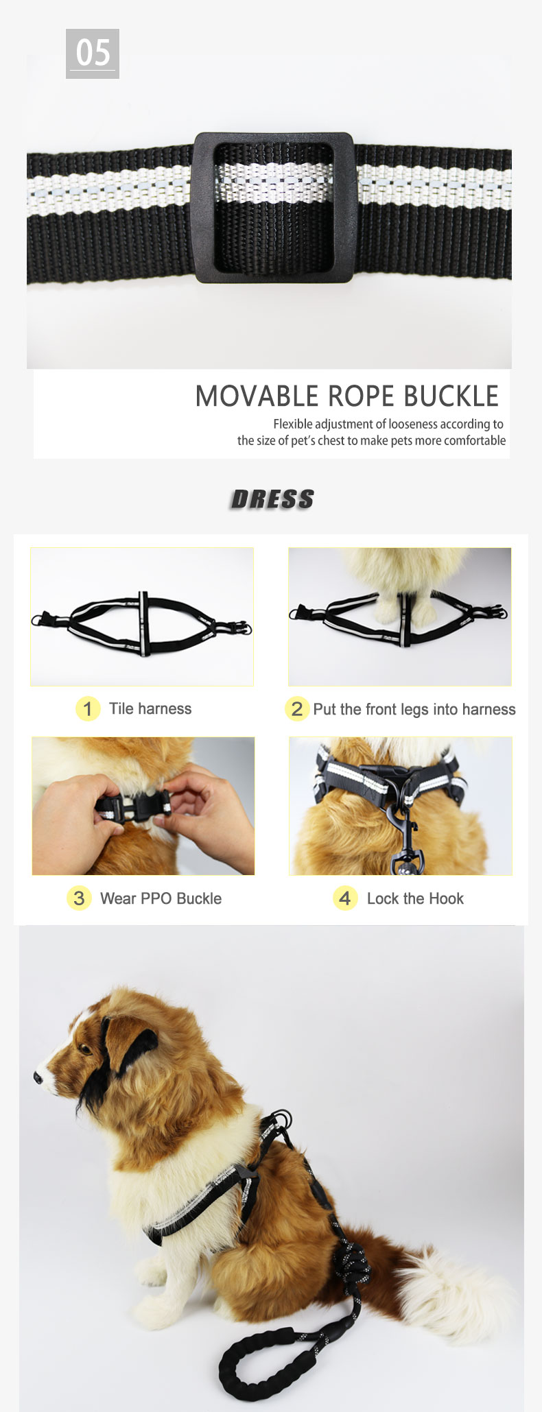 Adjustable Reflective Pet Dog Harness With Nylon Leash Outdoor Training For Small Medium Large Dogs