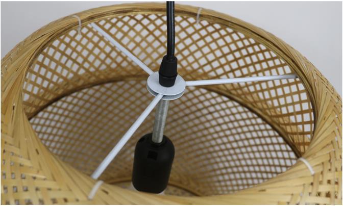 3500K Round Bamboo Weaving LED Pendant Light , Round Rattan Light OEM ODM