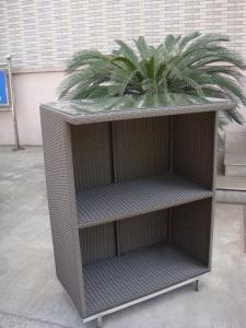 China Outdoor Dark Brown Resin Wicker Bar Set Table With Steel Frame factory