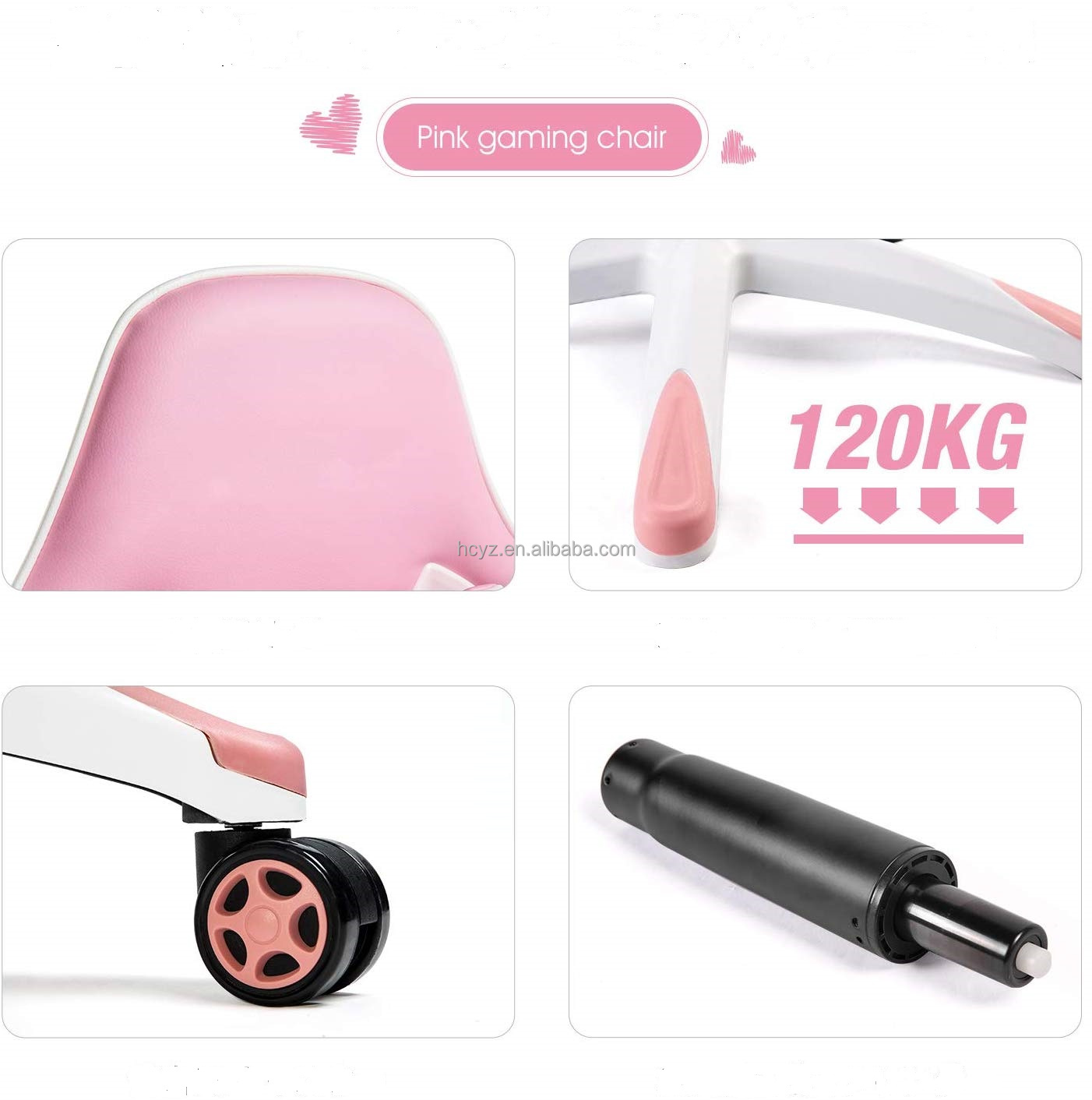 Customize Pink LED RGB Computer PC Game Chair Gaming PU Leather Silla Gamer with 2D Armrest