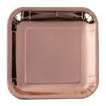 Square Rose Gold Disposable Dinner Plates For Wedding Anniversary