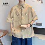 Short Sleeve Poplin Darts Men's Cotton Dress Shirts for Casual Wear Customized