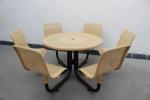 Commercial Metal Picnic Table And Chair Set Round Shape Weather Resistant
