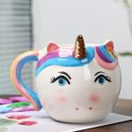 Cute Hand painted 3D Colorful Unicorn Mug Novelty Ceramic Animal Coffee Mug