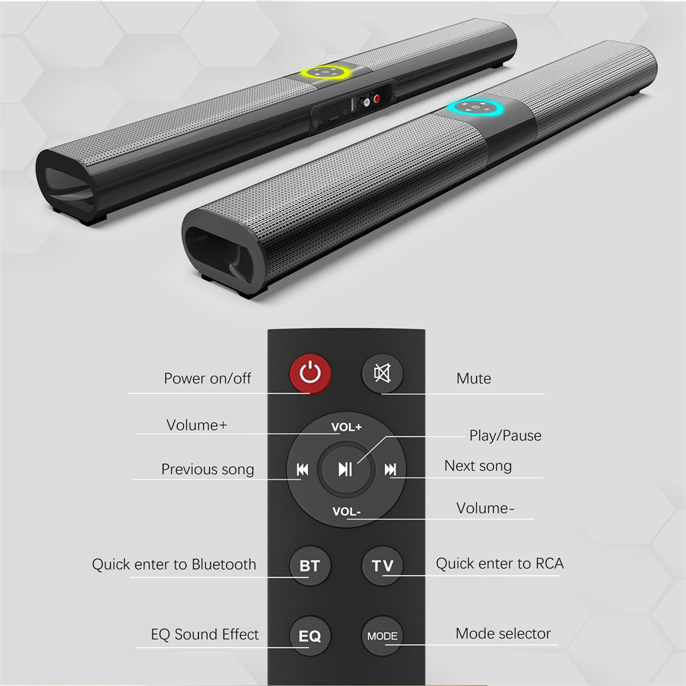 Anti Interference Black 10M Wireless Bluetooth Soundbar With FM Radio