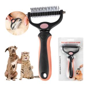 China TPR Dog Hair Remover Brush Portable Double Side Shedding Comb For Dogs factory