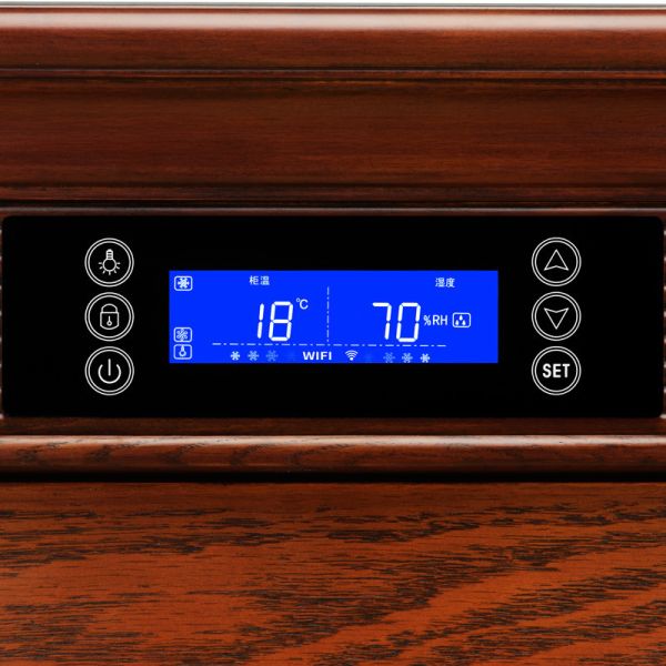 Wood Finish Tall Display Cigar Cooler Humidifier With Precision Digital Climate Control