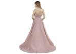 Strapless Net Ball Gown Cameo Brown Ladies Evening Dresses Flower Decor