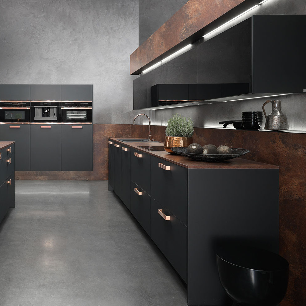 20mm High Gloss Island Kitchen Cabinets Units With Island Grey Carcase