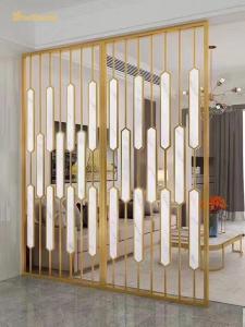 China 8mm Thickness Stainless Steel Room Divider Gold Hailrine Decoration Home Living Room factory