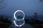 Circle Moon Gate Outdoor Garden Sculptures Polished Stainless steel Customized