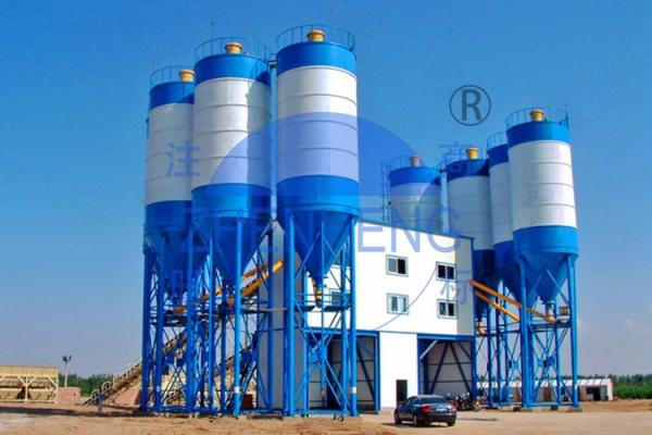 Belt Type HZS90 Concrete Batching Plant With 2*30kw Double Horizontal Shaft