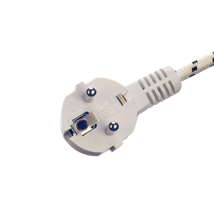 VDE Standard Power Cord for Steam Iron Commercial Rated Current 16A 3 Prong Cotton Braided AC Extension Cord