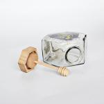 250ml 500ml Flat Hexagon Glass Jars Clear With Bamboo Lid