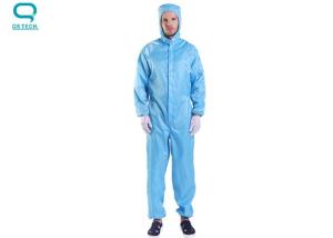 China 2.5mm Grid Clean Room Anti Static ESD Coverall Hooded Clothing factory