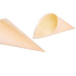 80mm Pine Small Wooden Disposable Serving Cone For French Fry Appetizers 100