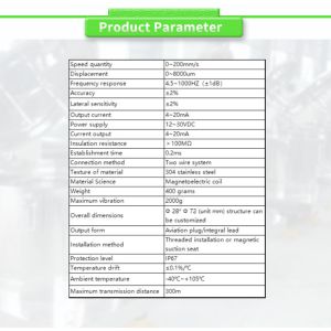 Maximum Vibration 2000g UBZD2000Y Vibration Transmitters For Rotating Machinery