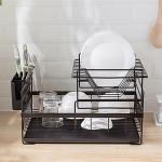 Double Layer 33cm Height Steel Kitchen Basket Rack Rustproof