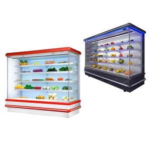 China 4 Layers Shelf Multideck Open Chiller Wine Beverage Vegetable Cooler factory