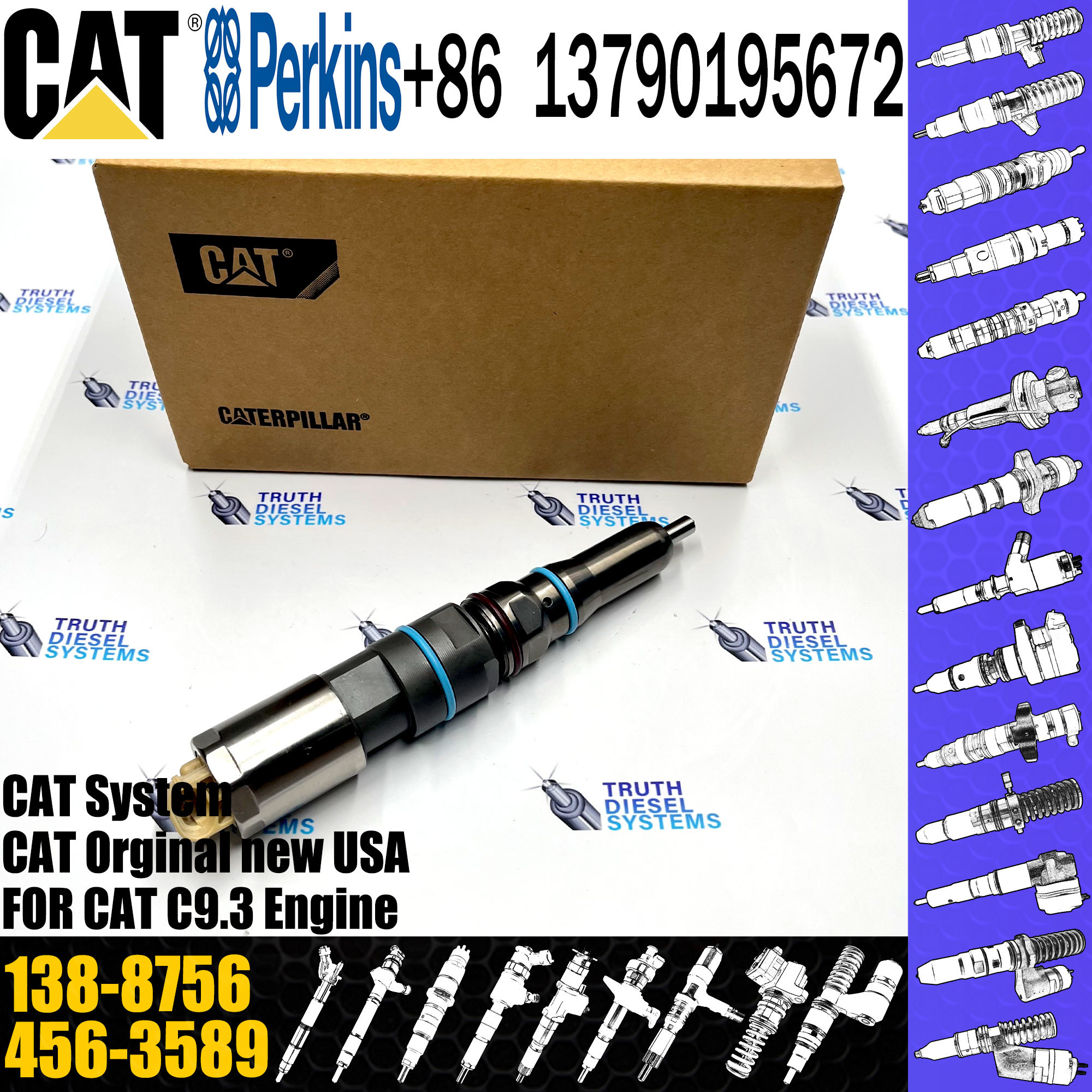 E336E C9.3 Excavator parts Fuel Injector 138-8756 456-3589 155-1819 324-5467 232-1183 364-8024