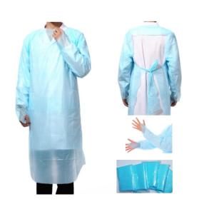 China Blue Waterproof Plastic CPE Non Woven Disposable Apron / CPE Gown factory