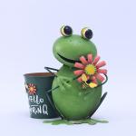Small Animal Garden Ornament Metal Lightweight Frog Shaped Garden Bucket