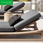 Modern Teak Chaise Waterproof Cushioned Sun Lounger for Luxury Outdoor Pool and