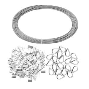China Galvanized 1/16inch Stainless Steel Wire Rope Cable with Aluminum Crimping Sleeves and Thimbles Standard AiSi factory