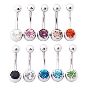 China 20 colors rhinestone belly rings 316L stainless steel belly rings factory