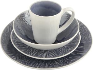 China Popular 16pcs Stoneware Dining Set , Crackle Reactive Glazed Dinner Set factory