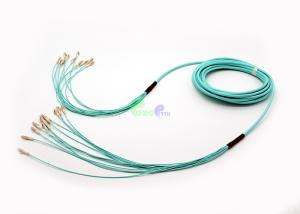 China IEC Grade C Breakout Fiber Optic Patch Cables , Aqua 12F LC - LC OM3 Fiber Patch Cables factory