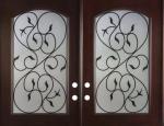 wrought iron glass with 10*10 steel bar and flemish tempred glass,1"
