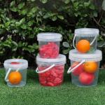 Direct Round 1L Food Grade Clear Gallon Bucket for Snack Fruit Beverage Milk Tea