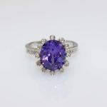 Women' Jewellery Sterling Silver Oval Garnet Cubic Zircon Ring(S-RT719)