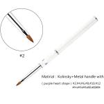 #2~#24 100% Kolinsky Sable Nail Art Brush White Metal Handle Oval Nail Brush