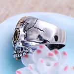 Retro Jewelry 925 Silver Golden Two Tones Skull Mens Ring (XH056039W)