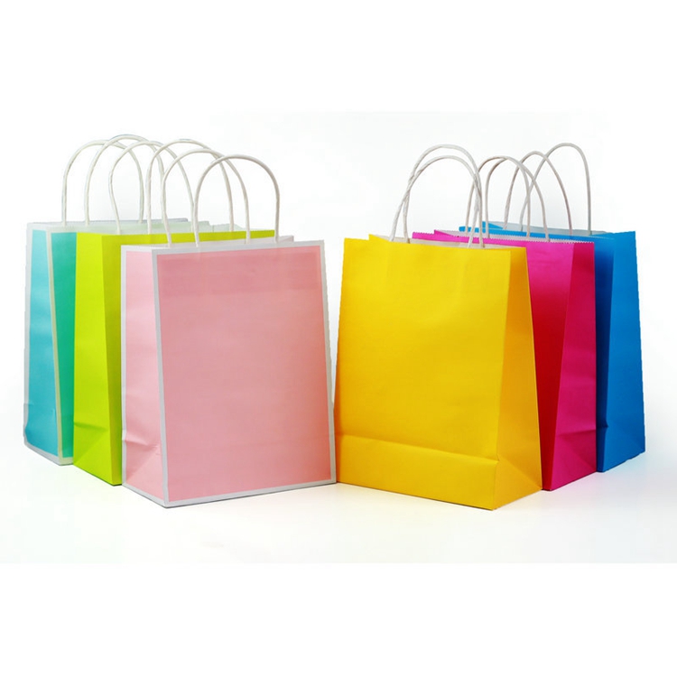 Large Industry Reusable Kraft Paper Tote Shopping Bag For Grocery With Customized Logo