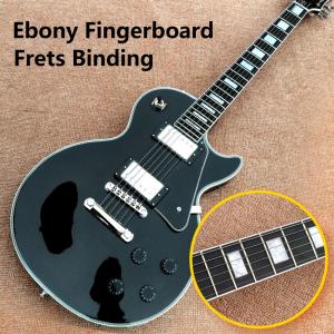 China Custom LP electric guitar, Ebony fingerboard frets binding electric guitar with Chrome hardware, free shipping factory