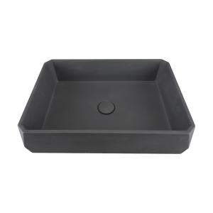 China Rectangular Concrete Wash Basin With Center Drain And No Faucet Holes factory