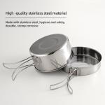 Multifunction 4 Pieces Outdoor Cookware Set Stainless Steel Titanium Pots