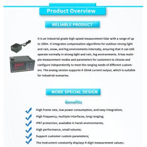 UNIVO Laser Displacement Sensor with Meter Digital Display -25-60°C 0.1-100m