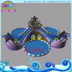 China Inflatable Slide with Water Pool Water Park Giant Inflatable Pool Water Slide for Sale factory