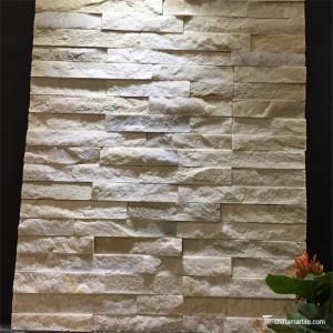 China White Marble Flat Cultured Stone Mini Panel Split Face Low Variations 0.75-1.25” factory