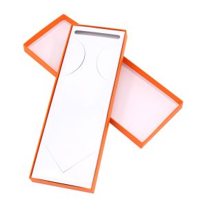 Rigid Rectangular Gift Box Orange Lid And Base Packaging Box For Ties And