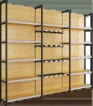 Transfer Wood Gondola Shelving Grocery 4 Post Column Rack Shelves