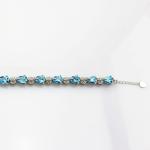 Sterling Silver Created Blue Topaz Clear CZ Diamonds Tennis Bracelet(B02BLUE)