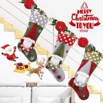 Christmas Stocking 3 Pack, 19 Inch 3D Gnomes Santa Christmas Stockings Fireplace
