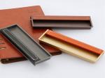 l Brown Leather Drawer Pull Office Desk Leather Knobs Drilling Install Hidden