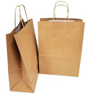 China Self Sealed Kraft Paper Food Delivery Bags Brown Food Carry Out Bags For Restaurant on sale